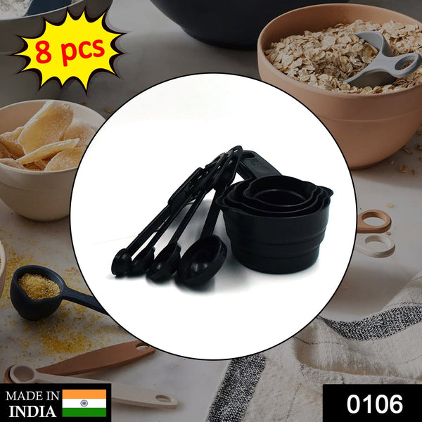 106 Plastic Measuring Cups and Spoons (8 Pcs, Black) Raj Sales and service