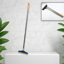 2 in 1 Cleaning Brush & Wiper , Long Handle Floor Brush, Rotatable Cleaning Brush for Bathroom, Kitchen, 120 Degree Triangular Rotating Brush Head with Wiper