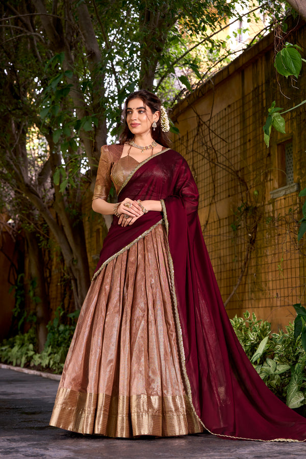 PEC Dupion Silk Lehenga For Women