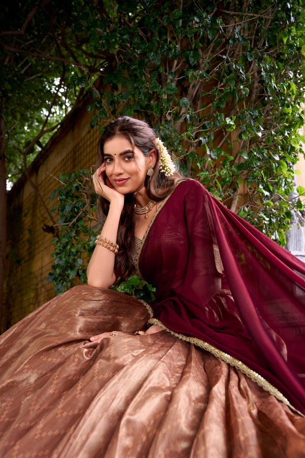 PEC Dupion Silk Lehenga For Women