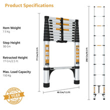 10 Step Aluminum Single Side Compact & Foldable Telescopic Ladder