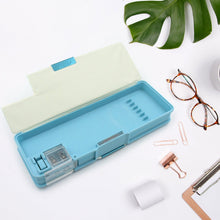 Multipurpose Compass Box, Plastic Double Deck Pencil Case with 2 Compartments, Supplies Utility Box Storage Organizer, Pencil Box for School, Cartoon Printed Pencil Case for Kids, Birthday Gift for Girls & Boys (1 Pc Mix Design)