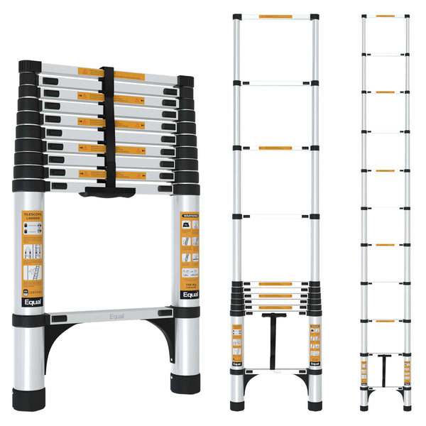 11 Steps Aluminium  Single Side Compact & Foldable Telescopic Ladder 10.5 Feet