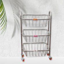 Multipurpose 3 Layer Stainless Steel Fruit & Vegetable 4 Stand Kitchen Trolley | Fruit Basket | Vegetable Basket | Onion Potato Rack For Kitchen | Vegetable Stand For Kitchen