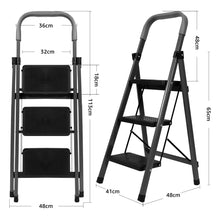 Carbon-Series 3-Step Folding Ladder for Home & Office with Wide Anti-Skid Steps