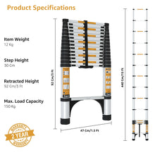 15 Steps  Aluminium  Single Side Compact & Foldable Telescopic Ladder