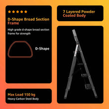 Carbon-Series 4-Step Folding Ladder for Home & Office with Wide Anti-Skid Steps