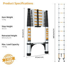 16.5 FT Aluminum Folding Telescopic Ladder 13 Steps