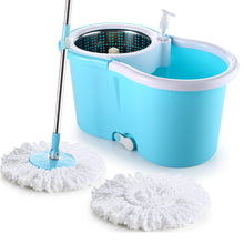 8704 Steel Spinner Bucket Mop 360 Degree Self Spin Wringing with 2 Absorbers for Home and Office Floor Cleaning Mops Set 
