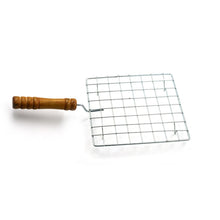 2617 Square Stainless Steel Barbecue Grill with Wooden Handle 