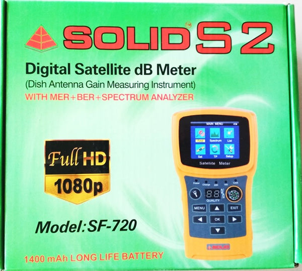 Solid S2 SF-720 Digital Satellite dB Meter Full HD 1080p