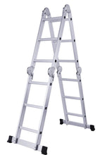 12 FT. Folding Ladder, 7-in-1 Multi Purpose Extension Aluminum Ladder w/Platform Plates 15.3 Kg