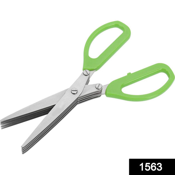 1563 Multifunction Vegetable Stainless Steel Herbs Scissor with 5 Blades 