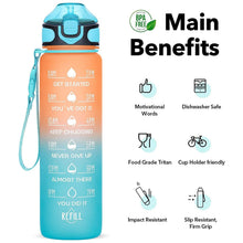 Motivational Water Bottle with Straw & Time Marker, Tritan Portable Gym Water Bottle, Leakproof Reusable, Special Design for Your Sports Activity, Hiking, Camping