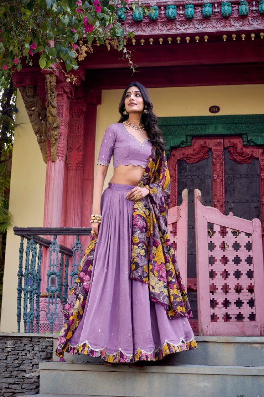 LUV Vichitra Silk Lehenga For Women