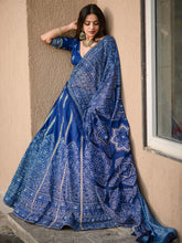 Navy Blue Printed Lehenga For Women