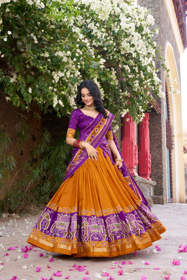 MST Tussar Silk Patola Printed Lehenga For Women