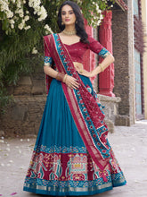 TEL Tussar Silk Patola Printed Lehenga For Women