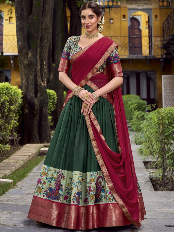 GRN Aastha Silk Printed Lehenga For Women