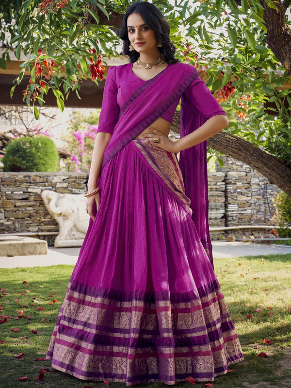 PNK Pure Chanderi Plain Lehenga For Women