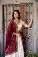 Vichitra Silk Thread Embroiderd Lehenga With Dupatta  OWT