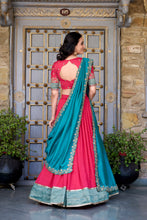 Vichitra Silk Thread Embroiderd Lehenga With Dupatta  PNK