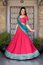 Vichitra Silk Thread Embroiderd Lehenga With Dupatta  PNK