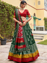 GRN Tussar Silk Floral Printed Lehenga For Women