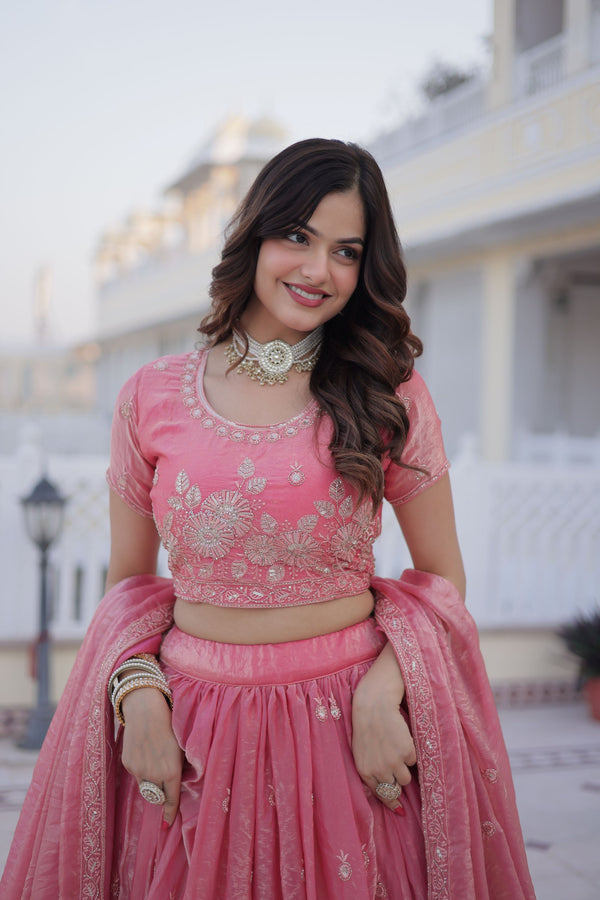 Fendi Silk Thread Embroidered Lehenga With Dupatta  JPG