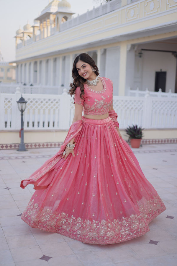 Fendi Silk Thread Embroidered Lehenga With Dupatta  JPG