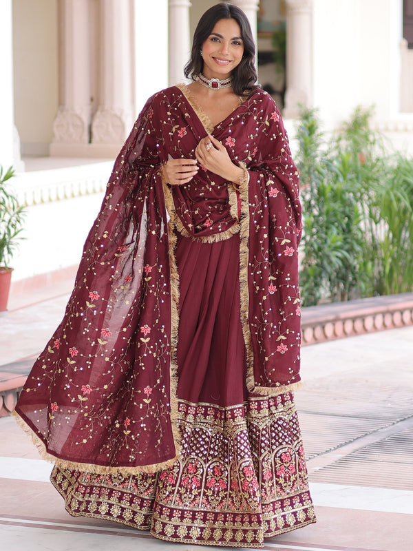 5051 Vichitra Silk Lehenga For Women