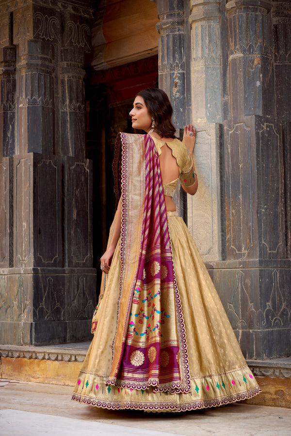 Organza Zari Weaving Lehenga With Paithani Dupatta  CRM