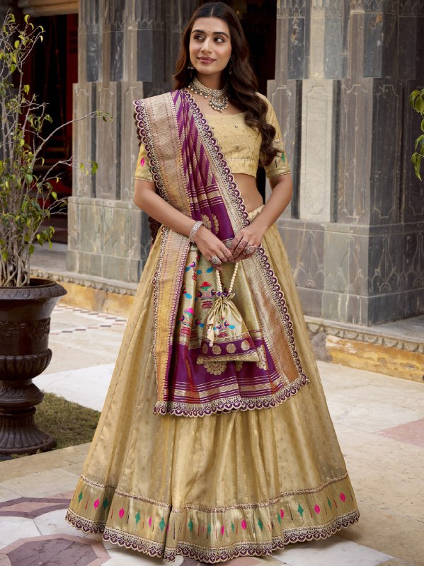 Organza Zari Weaving Lehenga With Paithani Dupatta  CRM