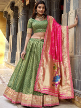 Organza Zari Weaving Lehenga With Paithani Dupatta  GRN