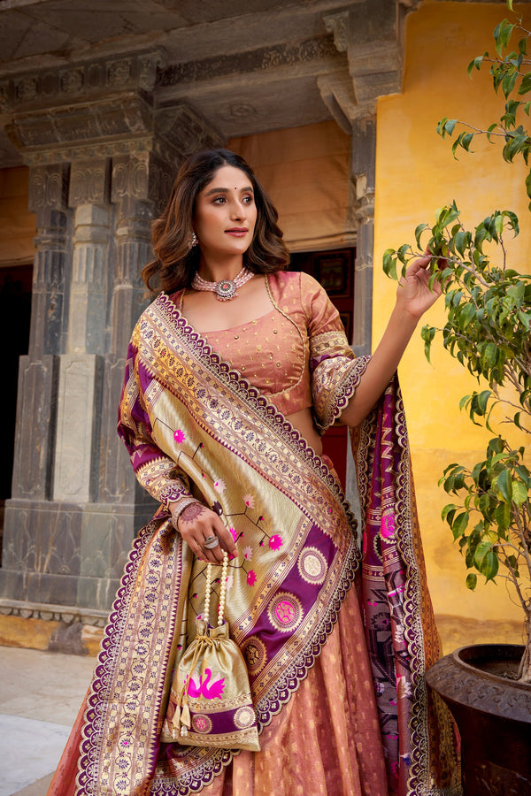 Organza Zari Weaving Lehenga With Paithani Dupatta  PEC