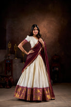 Poly Cotton Chex Lehenga For Women WHT