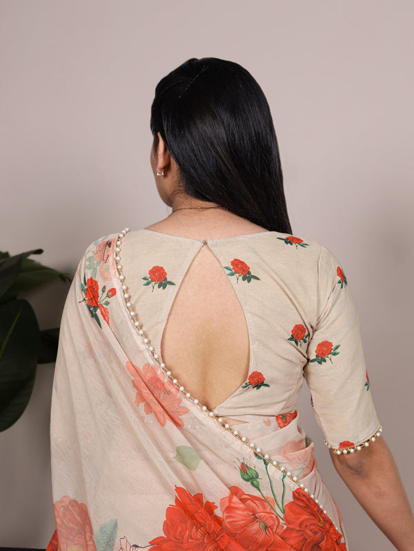 Weightless Marble Floral Printed Saree OWT