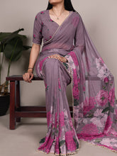 Weightless Marble Floral Printed Saree GRY