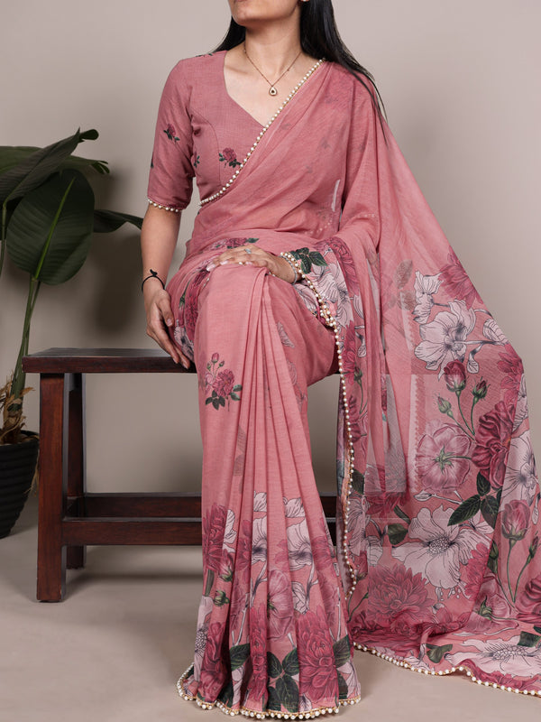 Weightless Marble Floral Printed Saree PEC