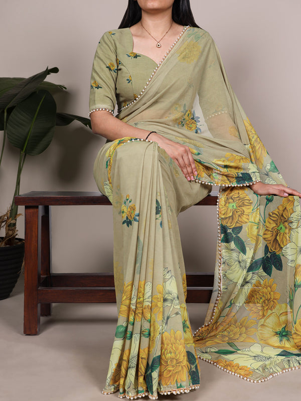 Weightless Marble Floral Printed Saree MND