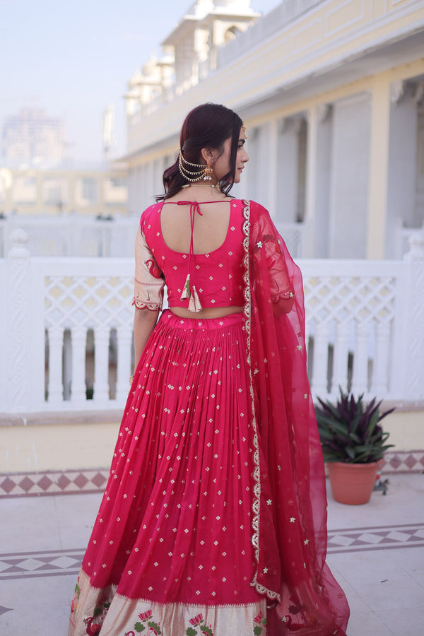 Dola Silk Embroidered Lehenga With Dupatta PNK