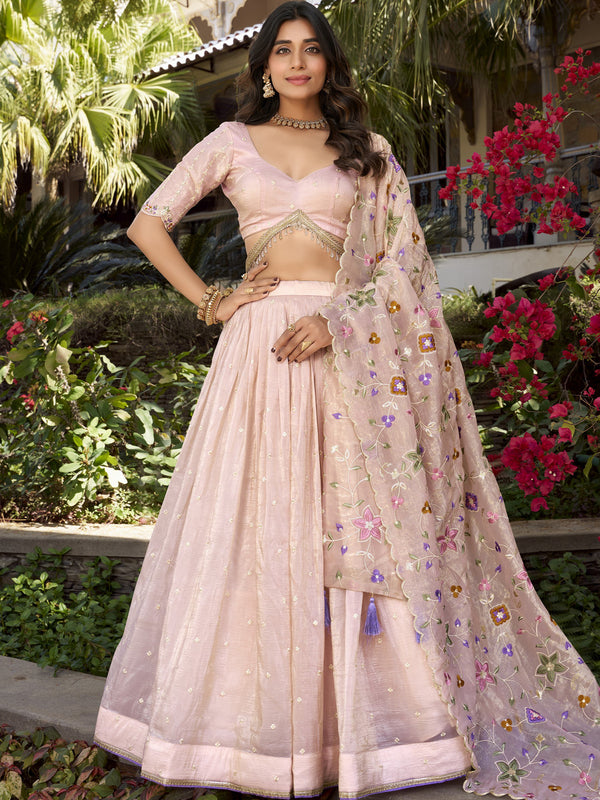 Gold Crush Thread Embroidered Lehenga For Women LPI