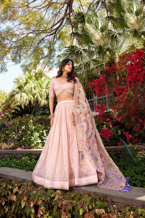 Gold Crush Thread Embroidered Lehenga For Women LPI