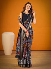 Viscose Chanderi Kalamkari Printed Saree BLK