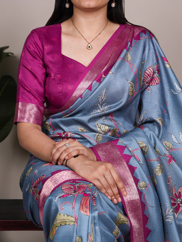 Tussar Silk Printed Saree STB