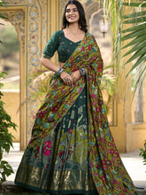 Tussar Silk Kalamkari Printed Lehenga For Women GRN