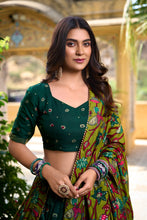 Tussar Silk Kalamkari Printed Lehenga For Women GRN