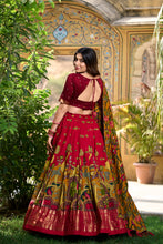 Tussar Silk Kalamkari Printed Lehenga For Women RED