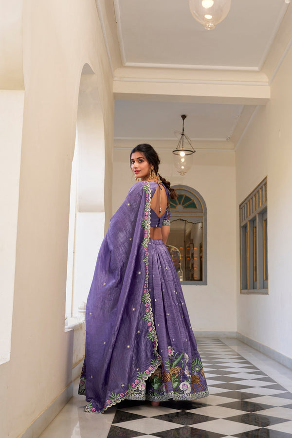 Gold Crush Thread Embroidered Lehenga For Women LUV