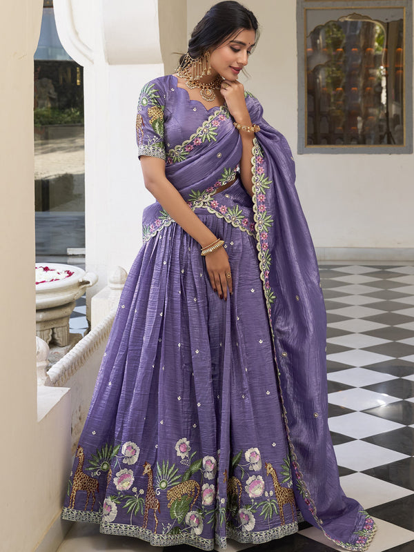 Gold Crush Thread Embroidered Lehenga For Women LUV